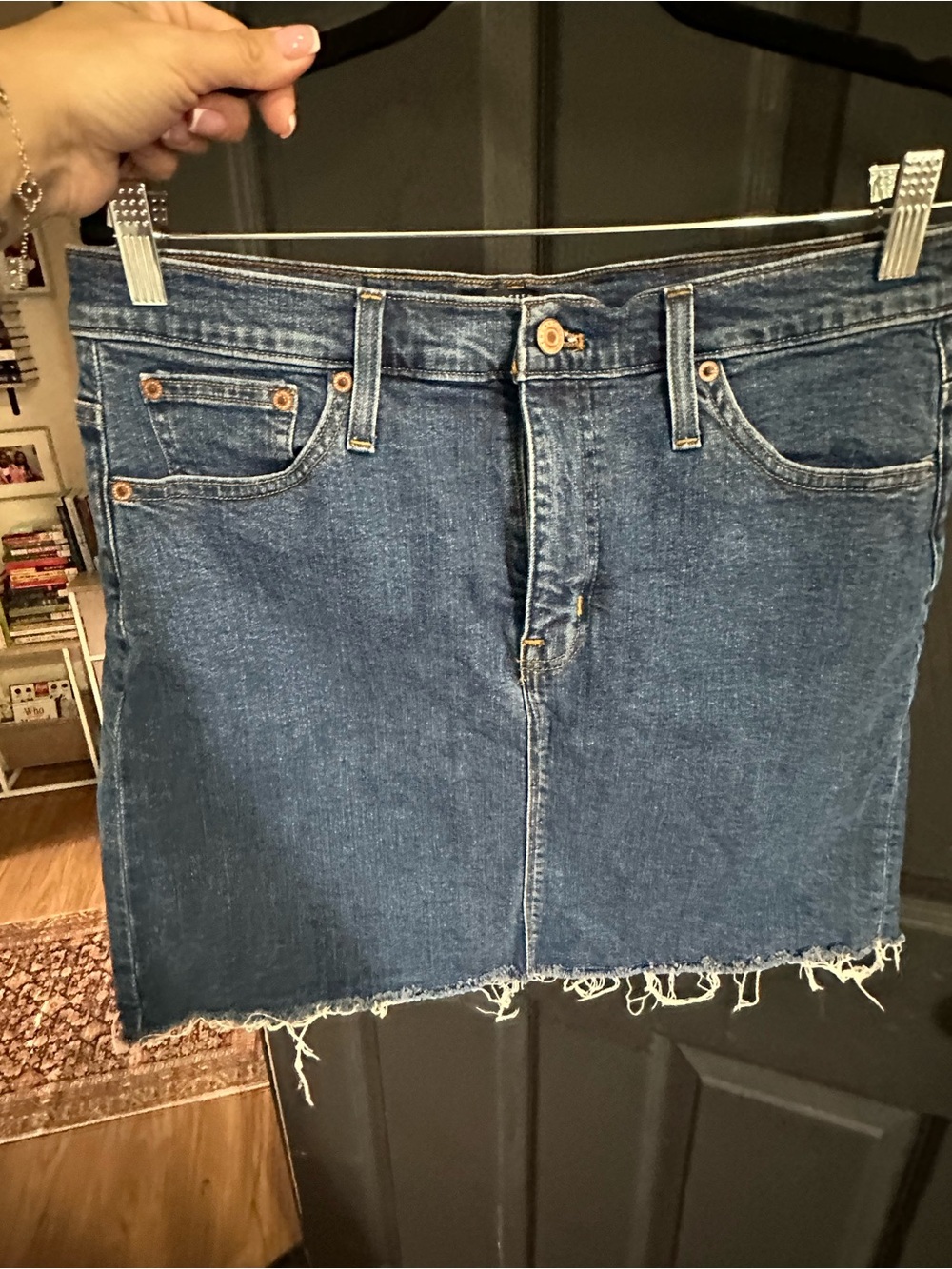 J. Crew Denim Mini Skirt in Blue with Raw Hem